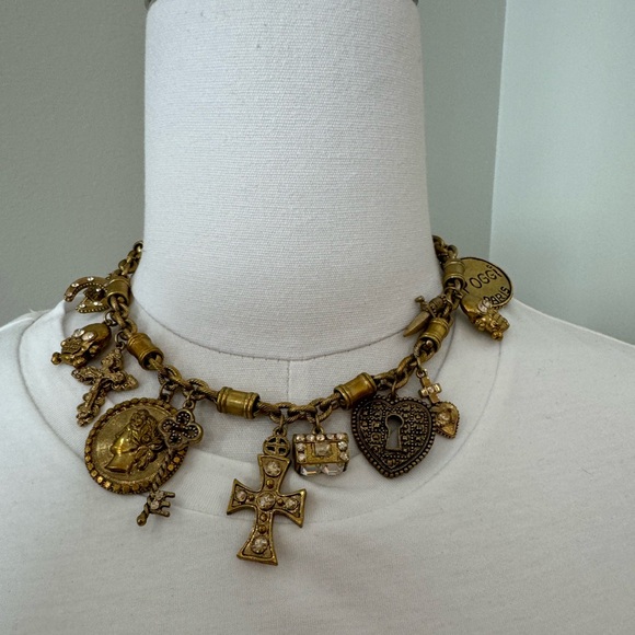 RARE - POGGI PARIS Signed charm necklace with a cross cross, dagger - Picture 1 of 5
